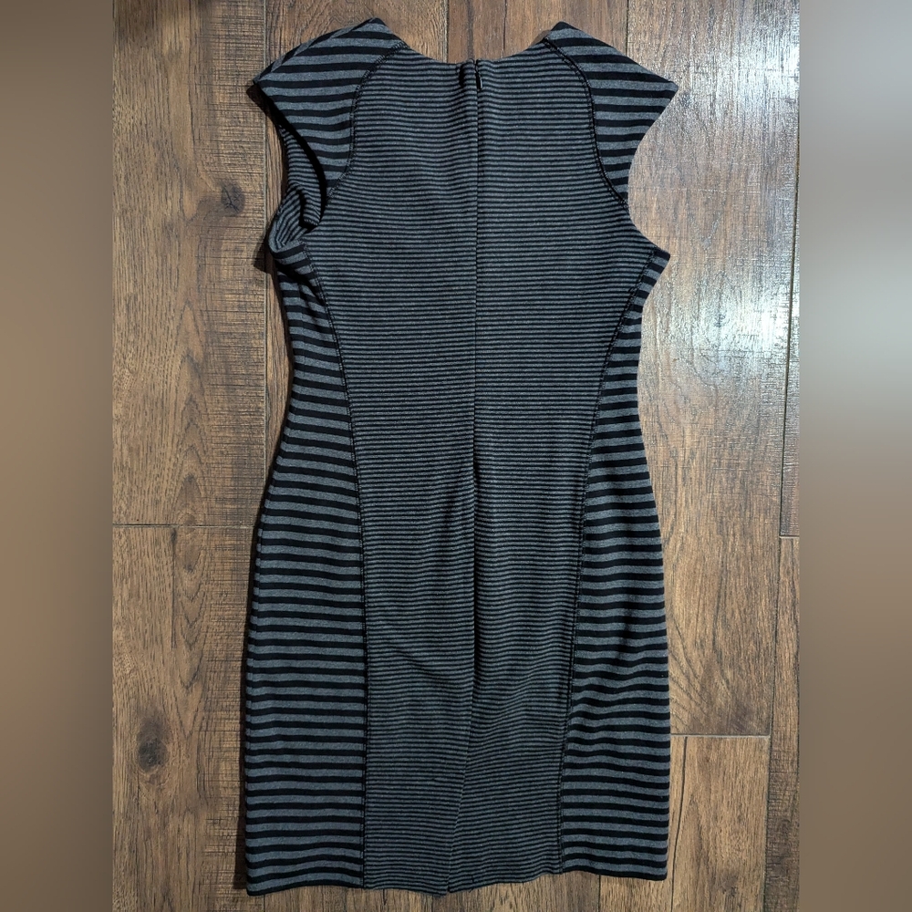 Calvin Klein Womens Size 6 Black & Gray Dual Striped Sheath Dress Cap Sleeves - Picture 10 of 15